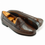 Alan Payne Deerskin & Crocodile Loafers Almond