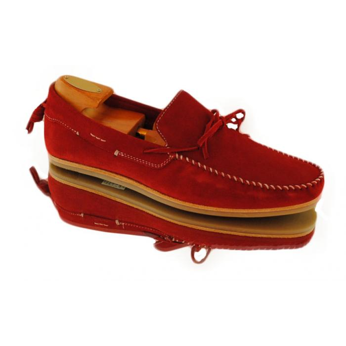 Alan Payne Suede Twist Tie Loafers Red