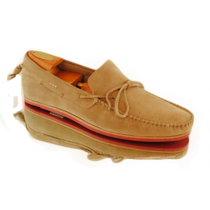 Alan Payne Suede Twist Tie Loafers Vanilla
