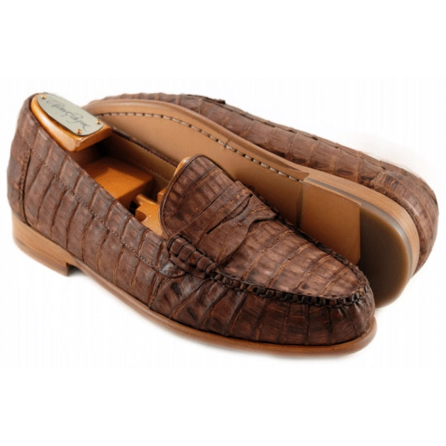 Alan Payne Barker Crocodile Loafers Vintage Brown