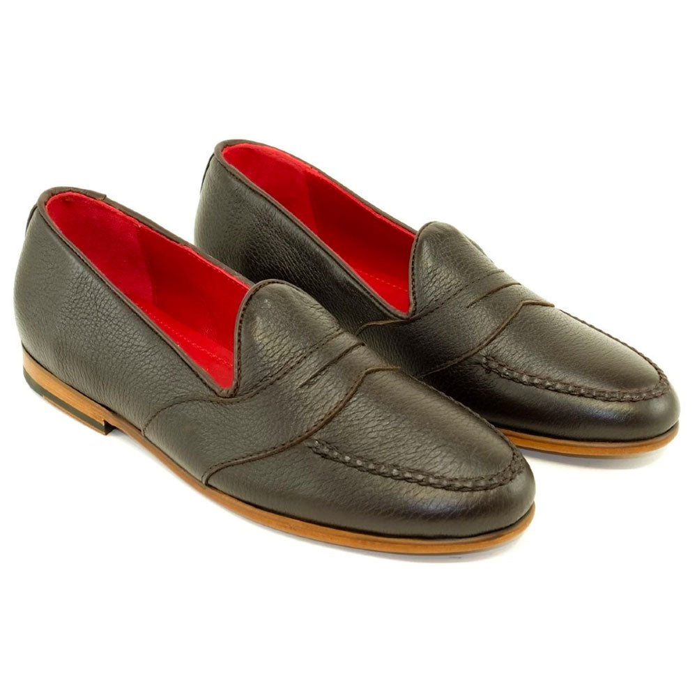 Alan Payne Barney Deerskin Penny Loafers Brown
