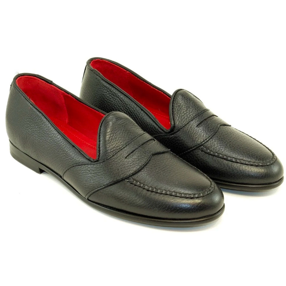 Alan Payne Barney Deerskin Penny Loafers Black