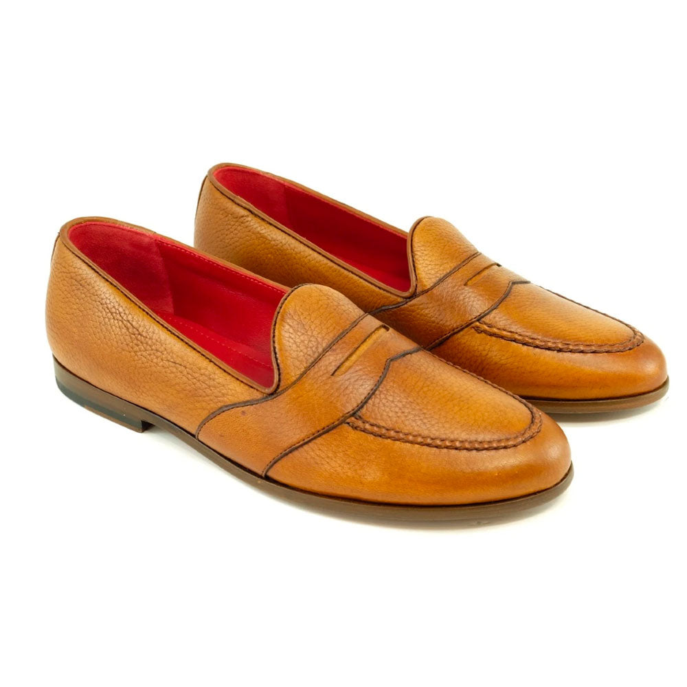 Alan Payne Barney Deerskin Penny Loafers Cognac