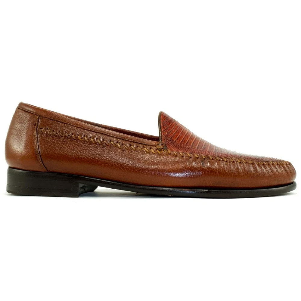 Alan Payne Bergamo Deerskin & Lizard Loafers Antique Honey