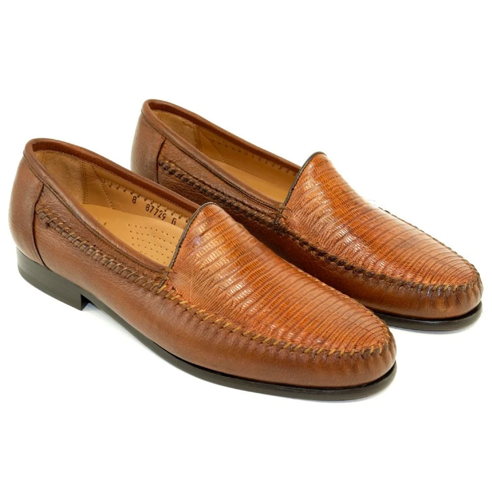 Alan Payne Bergamo Deerskin & Lizard Loafers Antique Honey