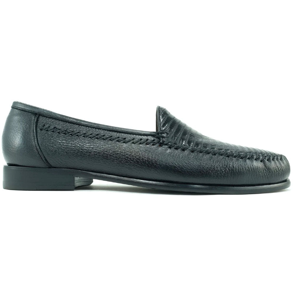 Alan Payne Bergamo Deerskin & Lizard Loafers Black
