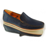 Alan Payne Boulder Grain Calfskin Loafers Navy