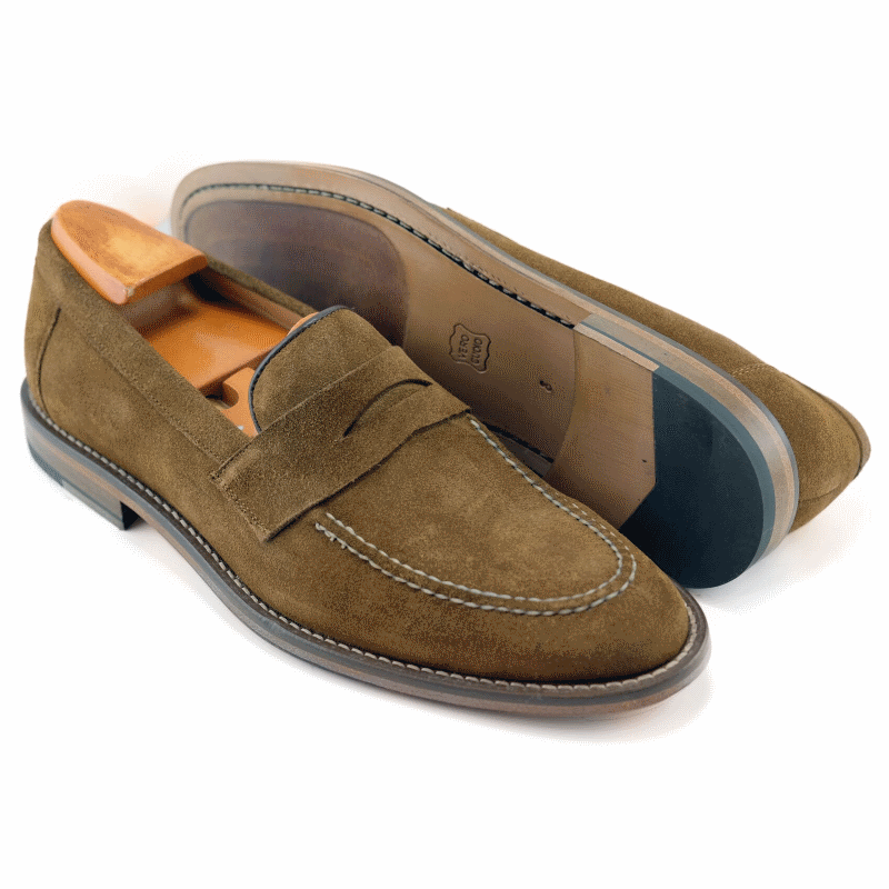 Alan Payne Brockton Suede Penny Loafers Snuff