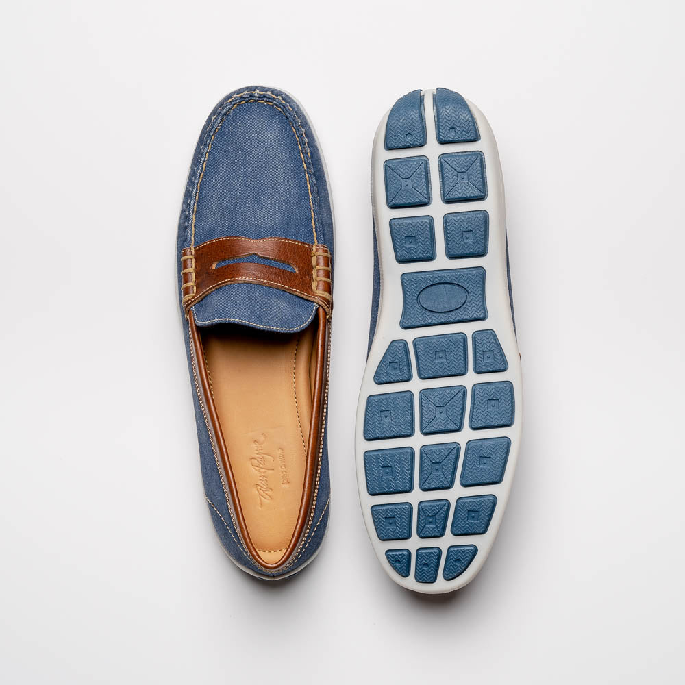 Alan Payne Cannes Penny Loafers Denim/Tan