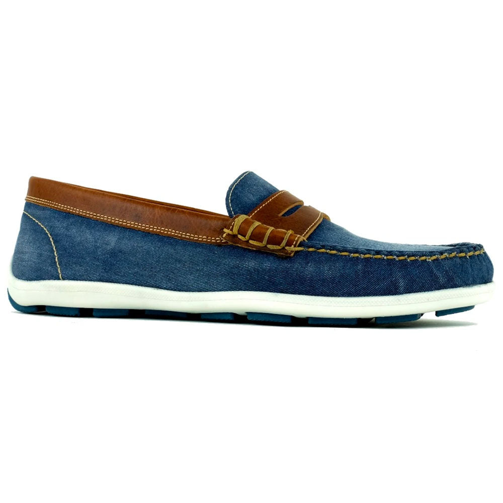 Alan Payne Cannes Penny Loafers Denim/Tan
