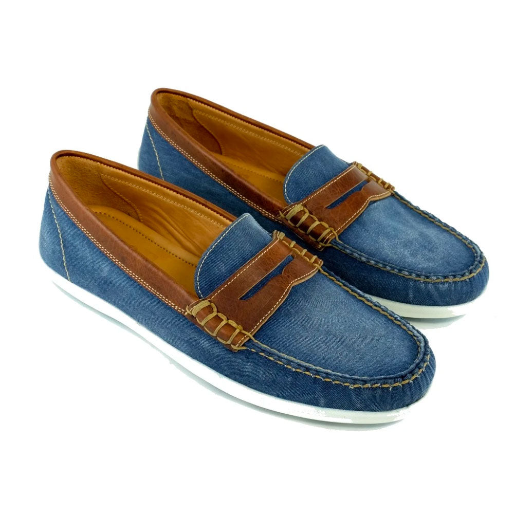 Alan Payne Cannes Penny Loafers Denim/Tan