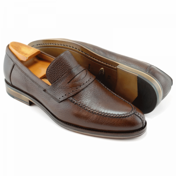 Alan Payne Carr Deerskin Penny Loafers Almond