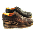 Alan Payne Crawford Alligator Cap Toe Shoes Brown