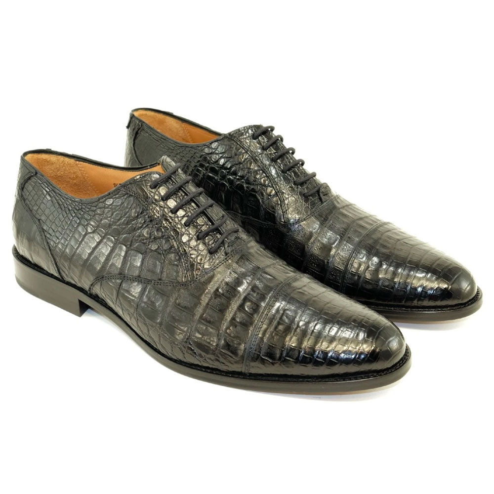 Alan Payne Crawford Alligator Cap Toe Shoes Black