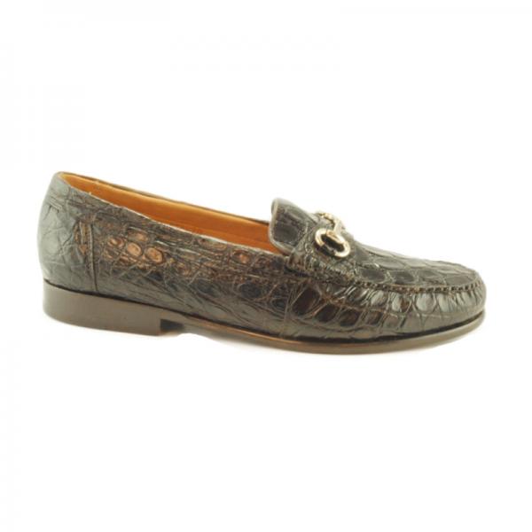 Alan Payne Mauricio Crocodile Bit Loafers Dark Brown