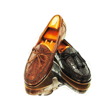Alan Payne Gino Twist Tie Crocodile Loafers Honey
