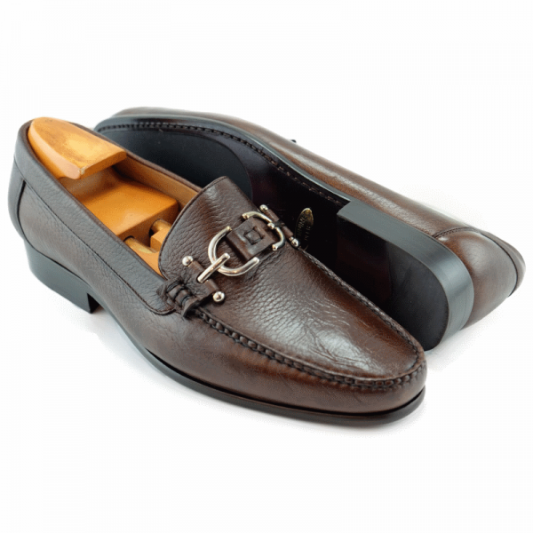 Alan Payne Mario Deerskin Bit Loafers Almond