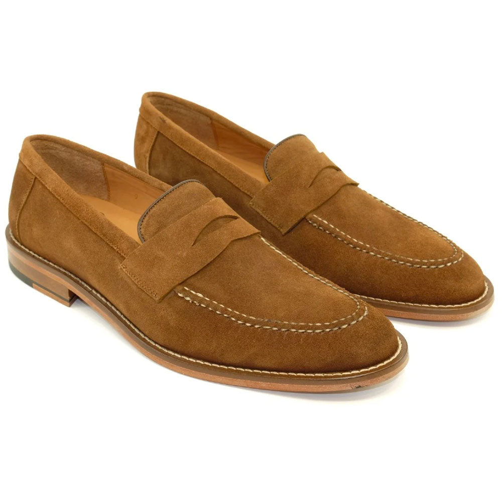 Alan Payne Brockton Suede Penny Loafers Tobacco