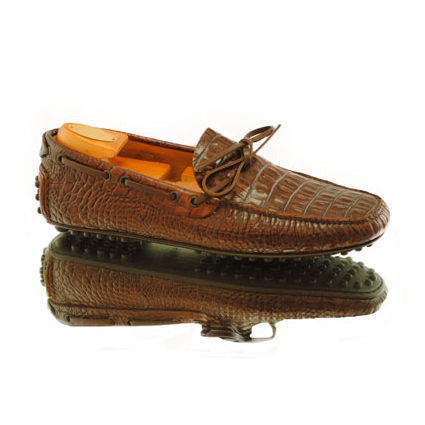Alan Payne Turin Crocodile Print Driving Shoes Brown