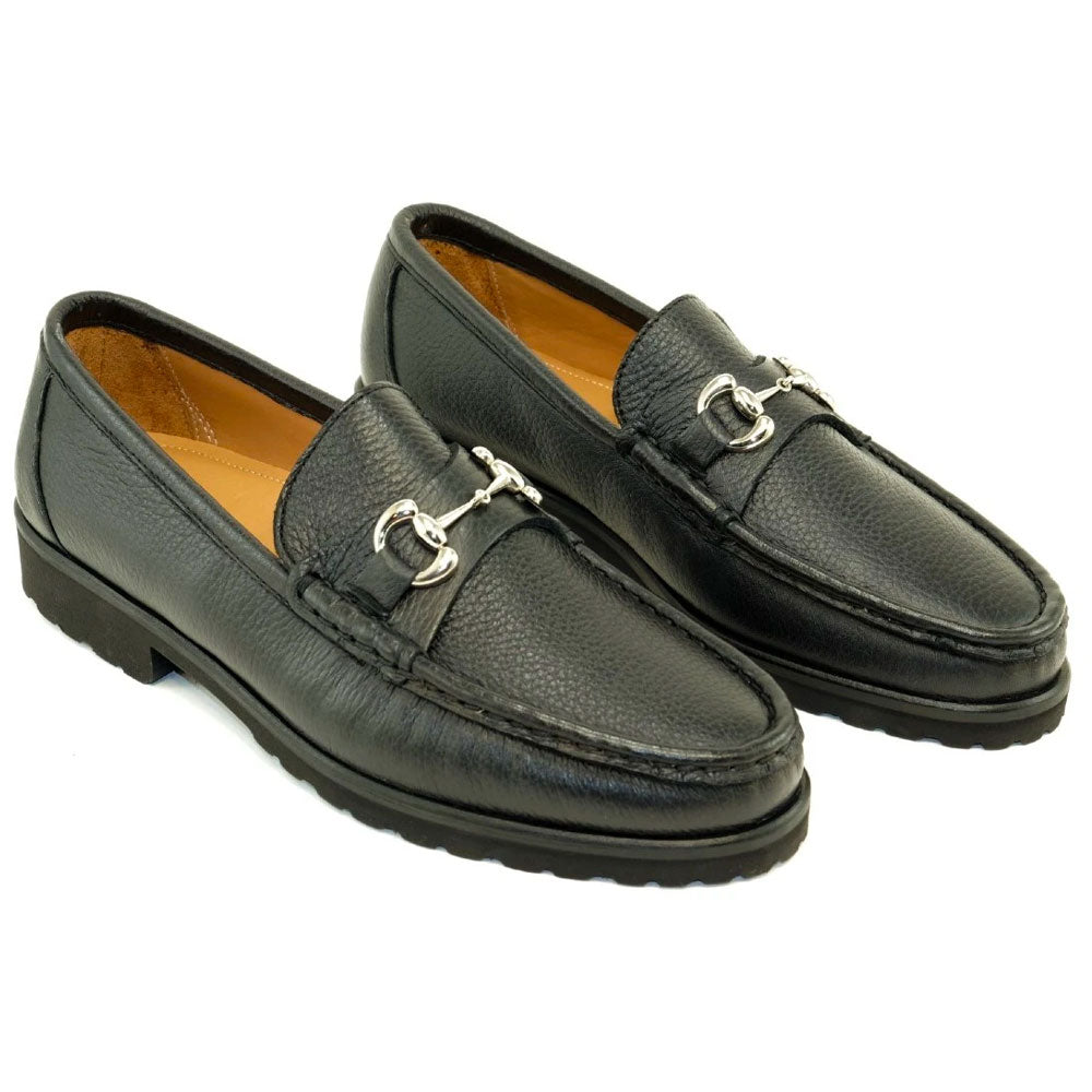 Alan Payne Walker II Deerskin Bit Loafers Black