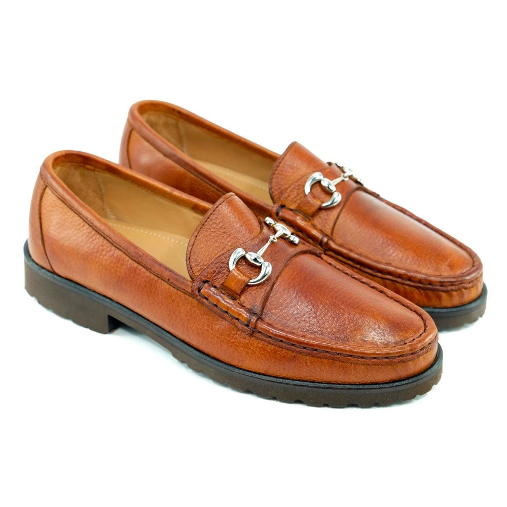 Alan Payne Walker II Deerskin Bit Loafers Tan