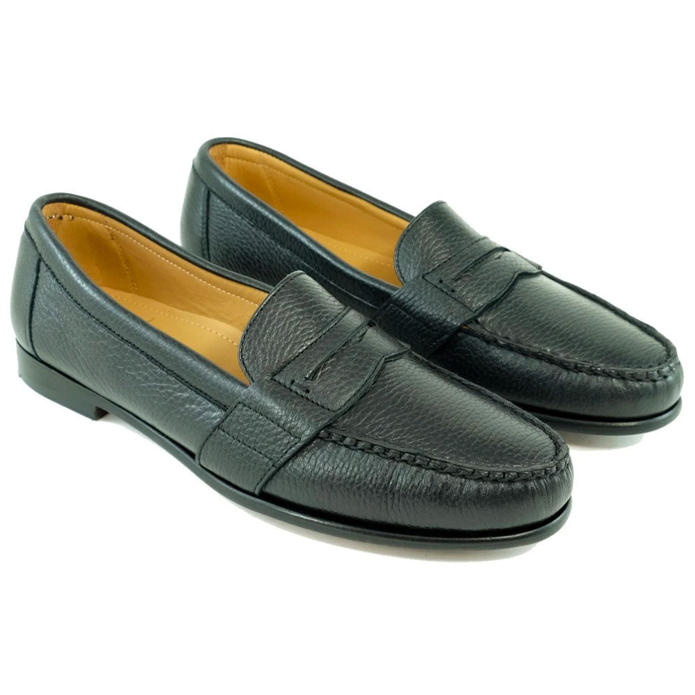 Alan Payne Wellesley Deerskin Penny Loafers Black