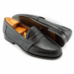 Alan Payne Wellesley Deerskin Penny Loafers Black