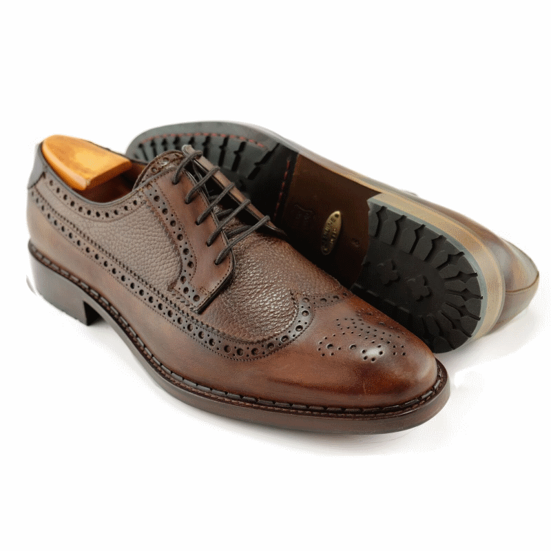 Alan Payne Woods Wingtip Medallion Toe Shoes Almond