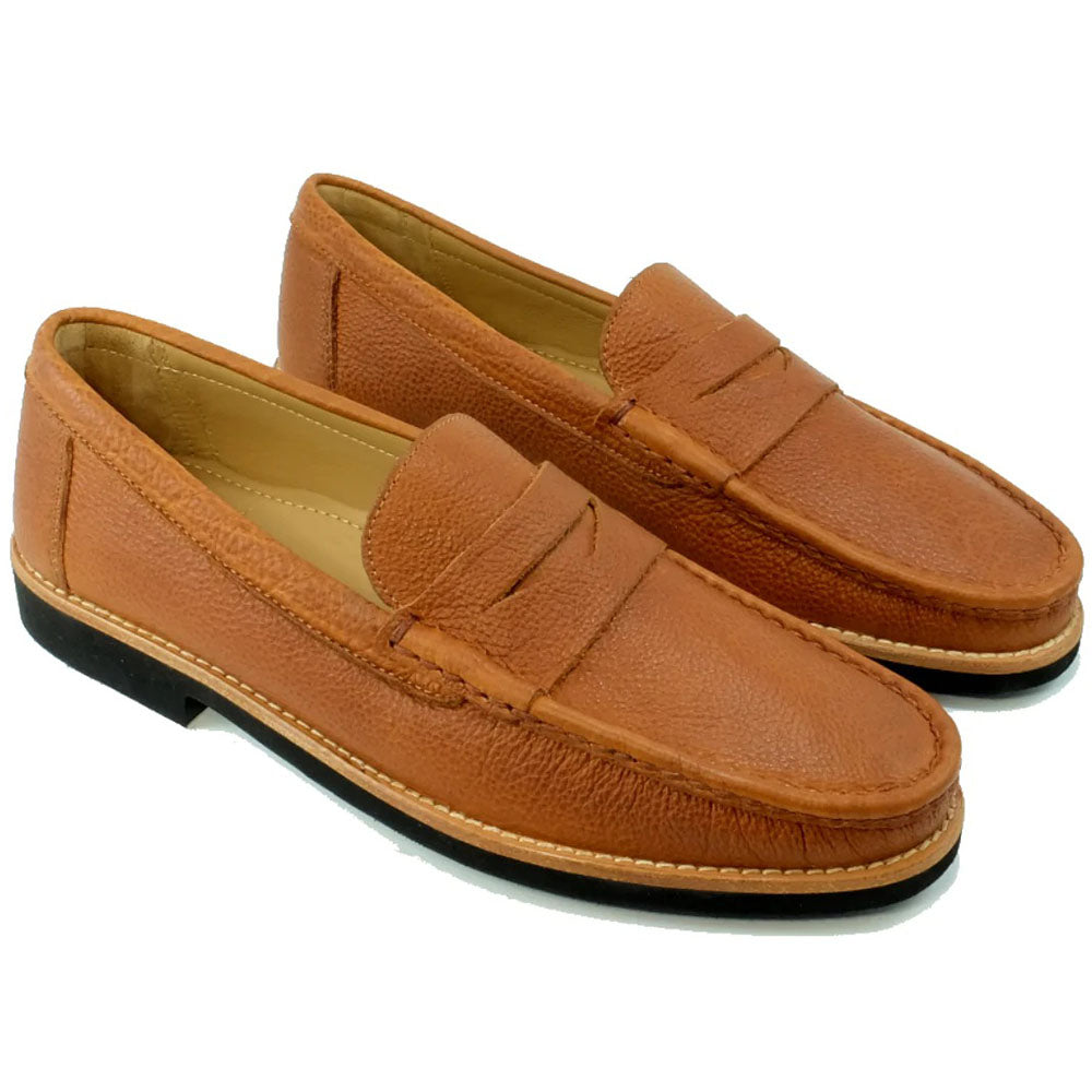 Alan Payne Worchester Genuine American Bison Penny Loafers Tan
