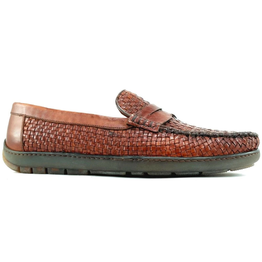 Alan Payne Tulsa Woven Driving Loafers Antique Honey