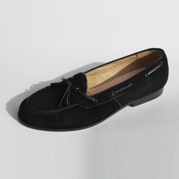 Alan Payne Vino Suede Twist Tie Loafers Black