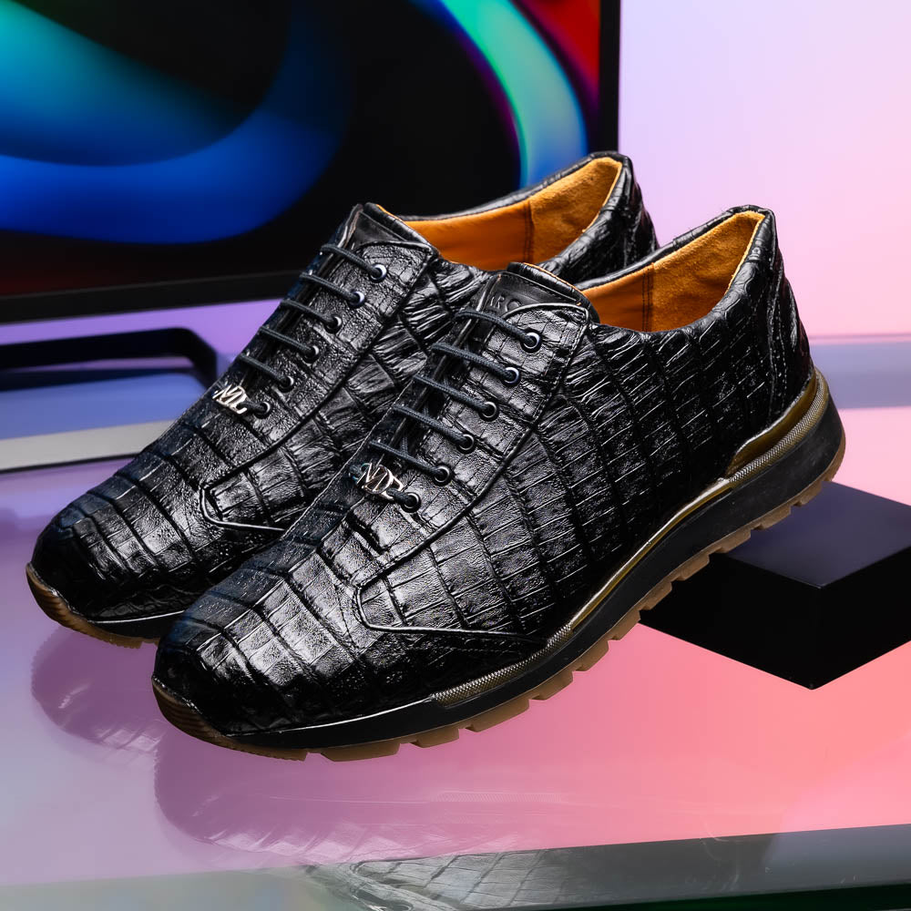 Marco Di Milano Alonzo Caiman Crocodile Sneakers Black