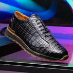 Marco Di Milano Alonzo Caiman Crocodile Sneakers Black