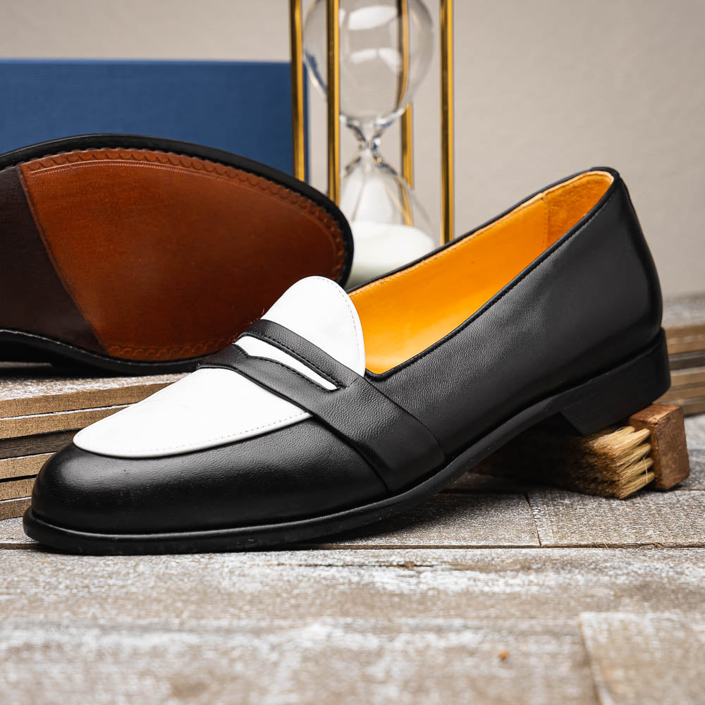 Zelli Alba Calfskin Loafers Black / White (15-300-BKW)