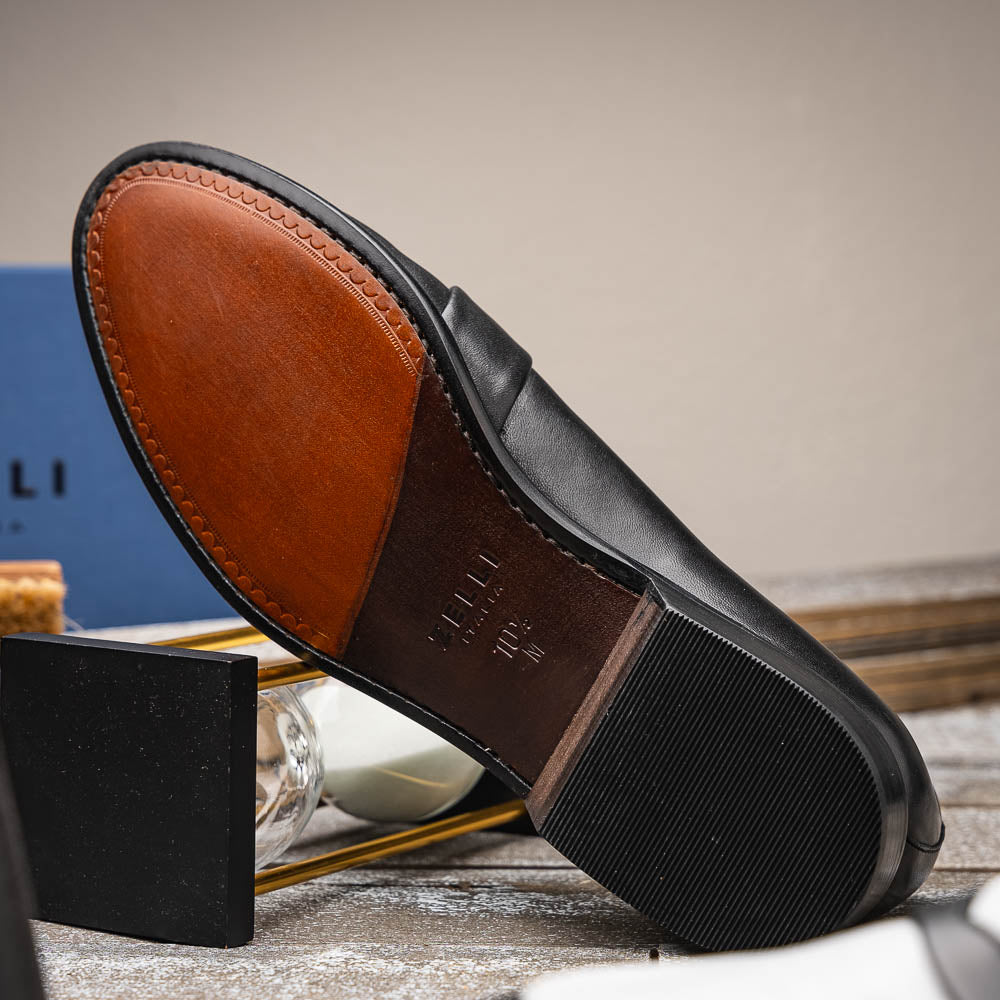 Zelli Alba Calfskin Loafers Black / White (15-300-BKW)