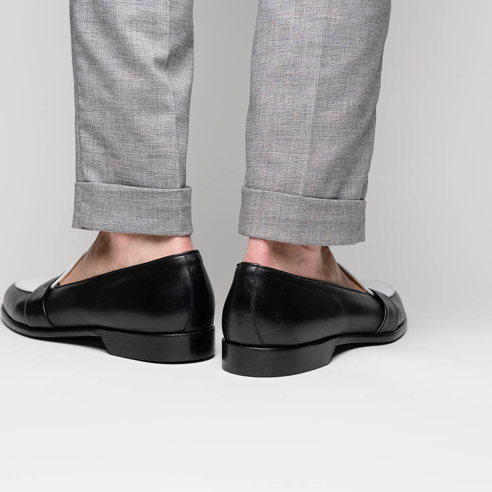 Zelli Alba Calfskin Loafers Black / White (15-300-BKW)