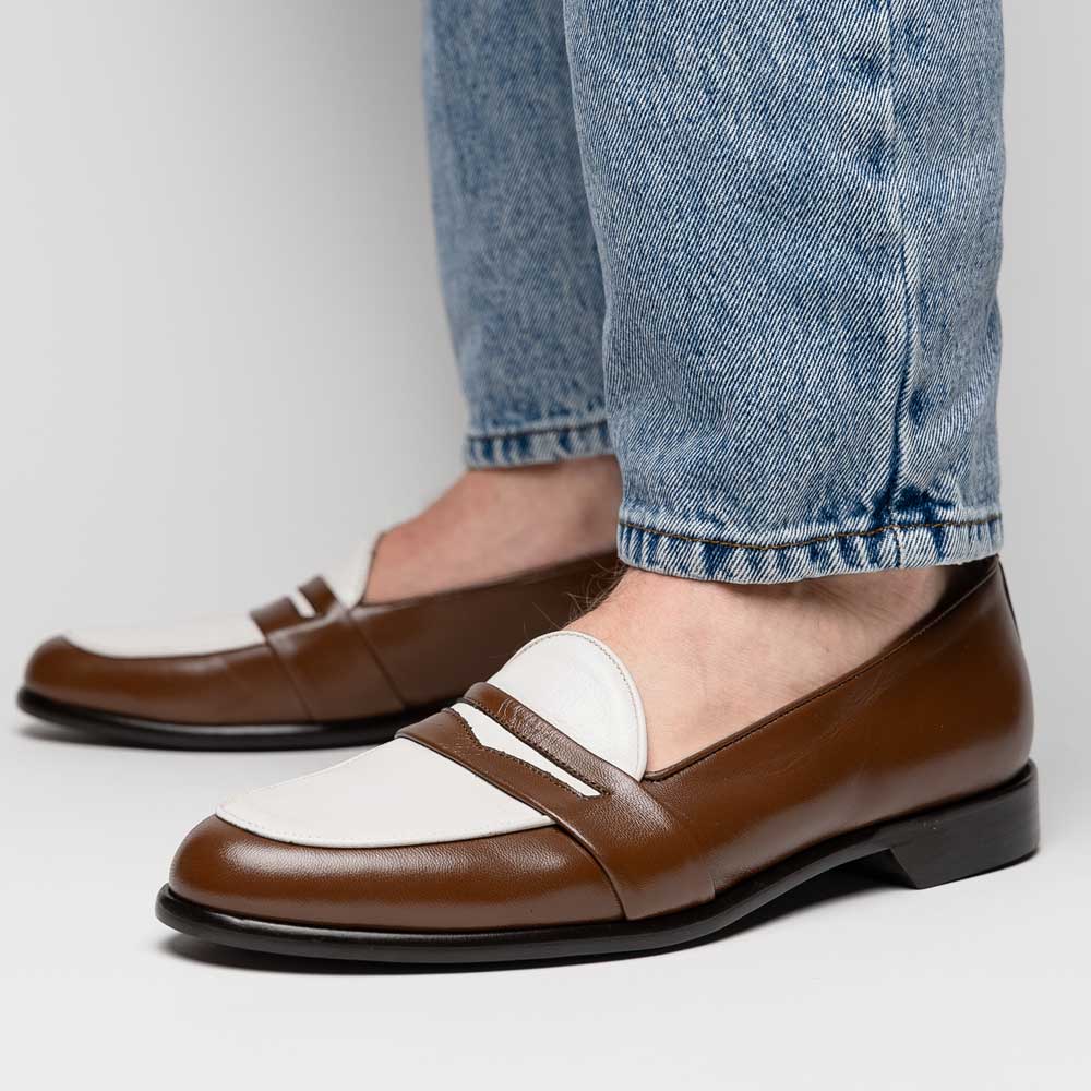 Zelli Alba Calfskin Loafers Camel / Cream (15-300-CRM)