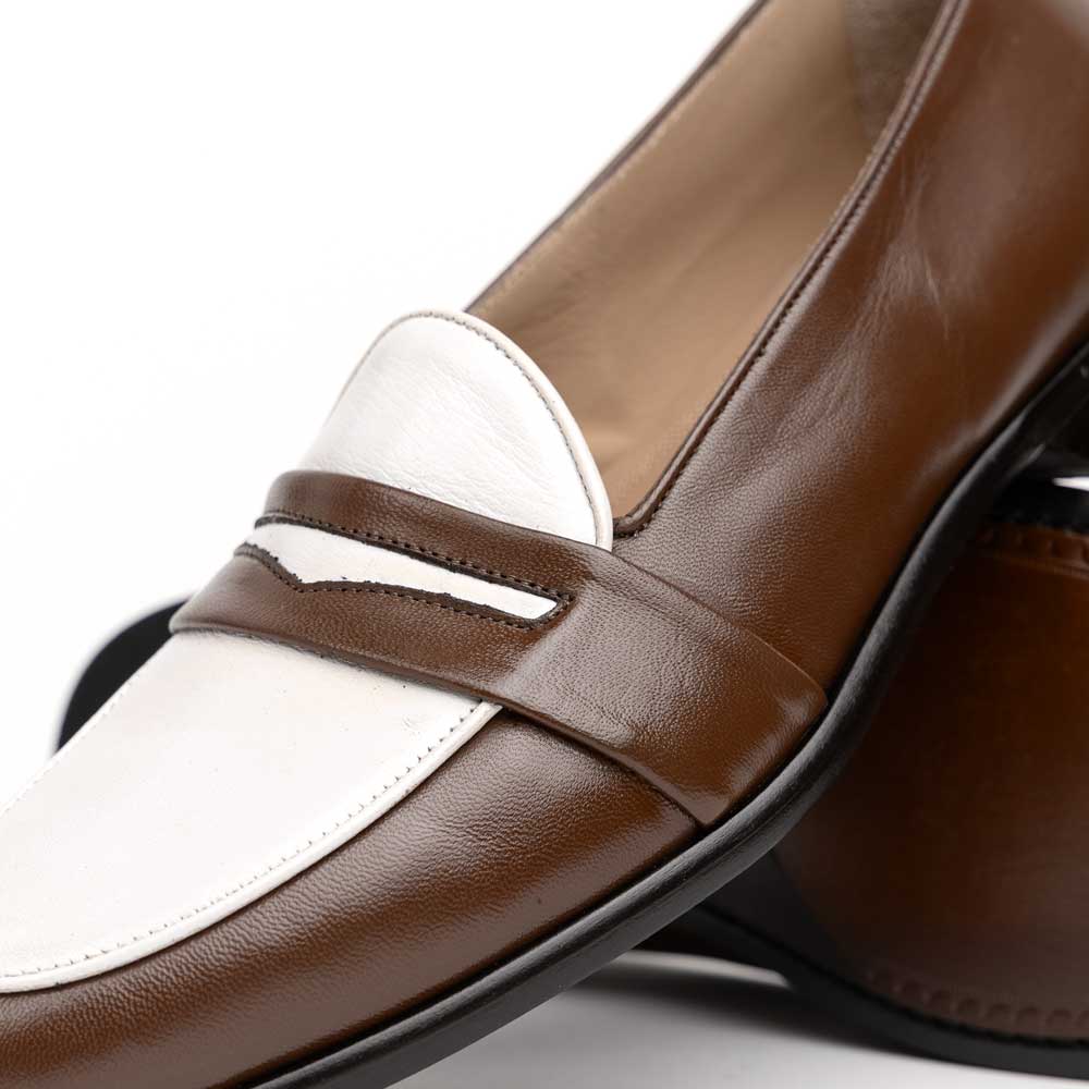 Zelli Alba Calfskin Loafers Camel / Cream (15-300-CRM)
