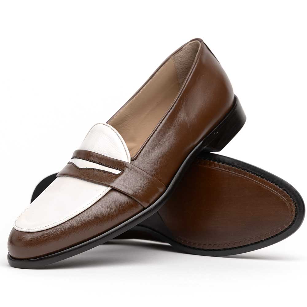 Zelli Alba Calfskin Loafers Camel / Cream (15-300-CRM)