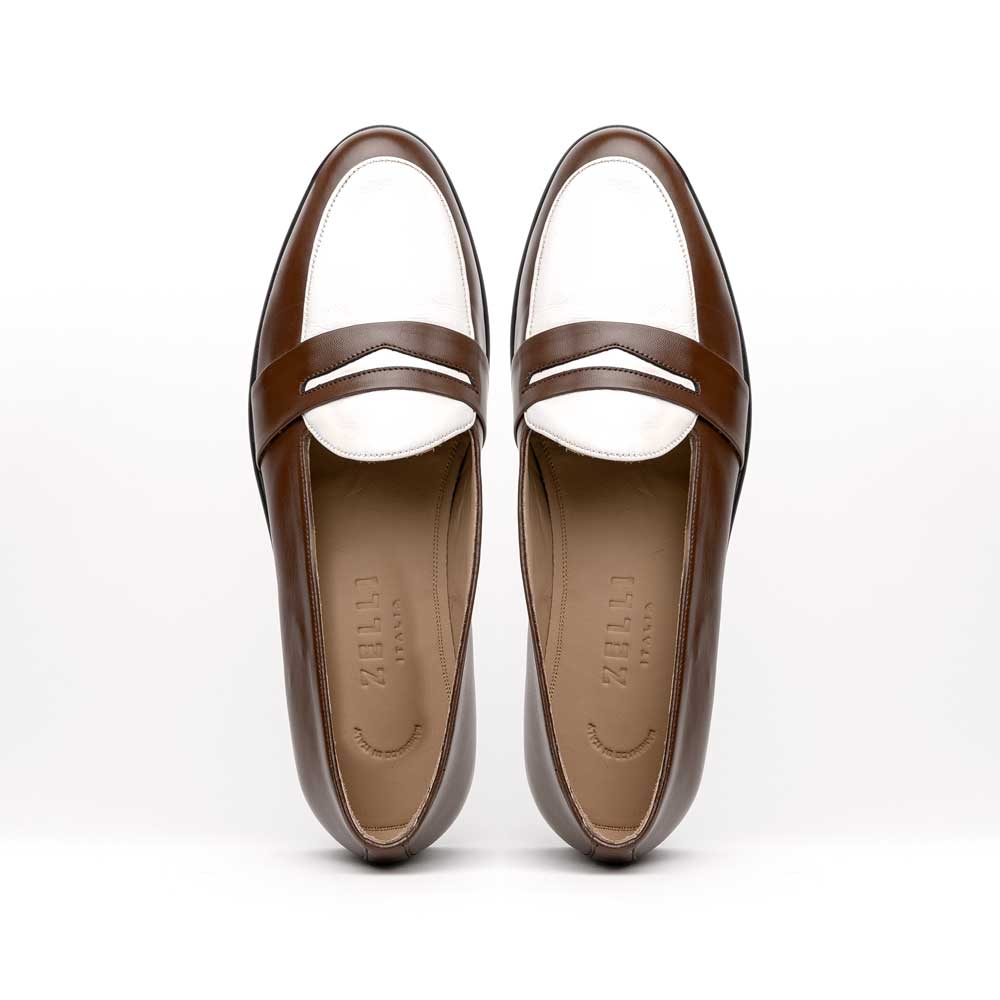 Zelli Alba Calfskin Loafers Camel / Cream (15-300-CRM)