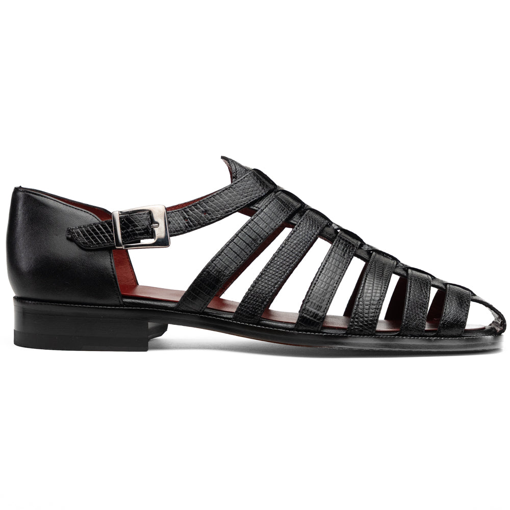 Marco Di Milano Albero Lizard & Goatskin Fisherman Sandal Black