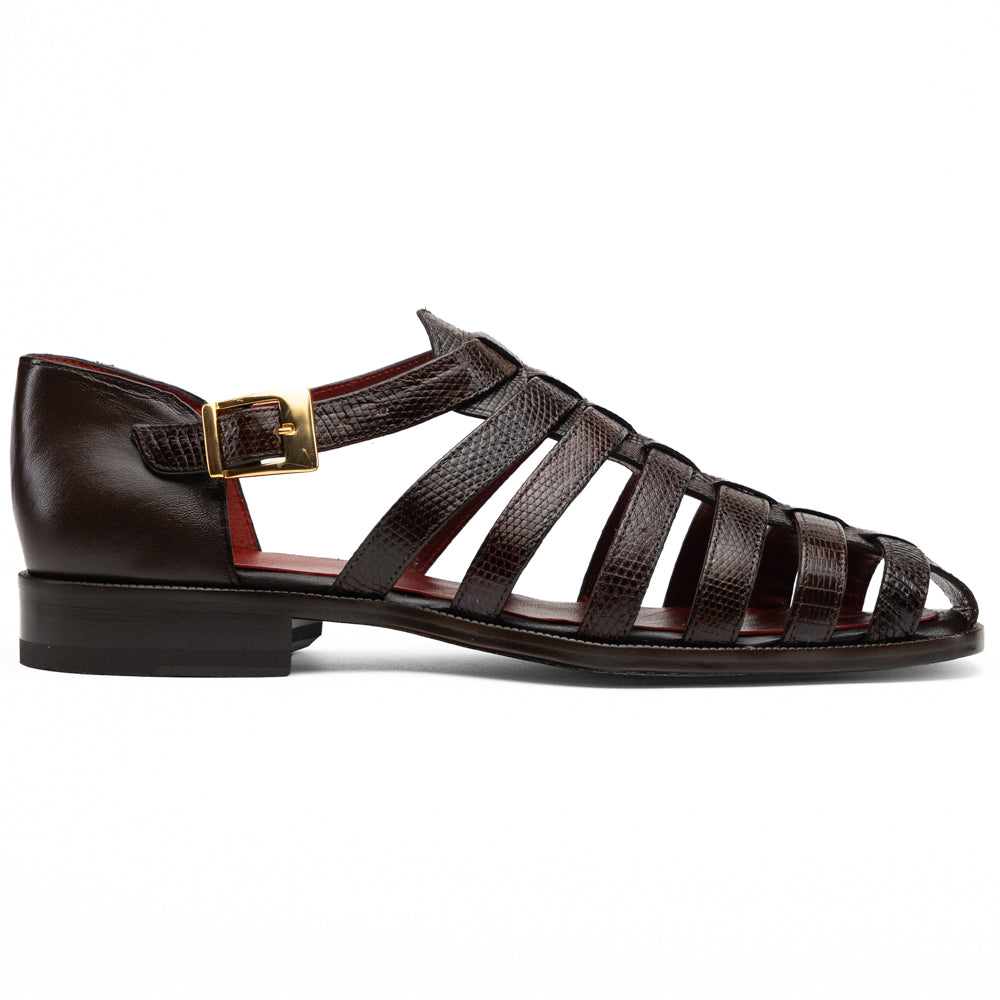 Marco Di Milano Albero Lizard & Goatskin Fisherman Sandal Brown