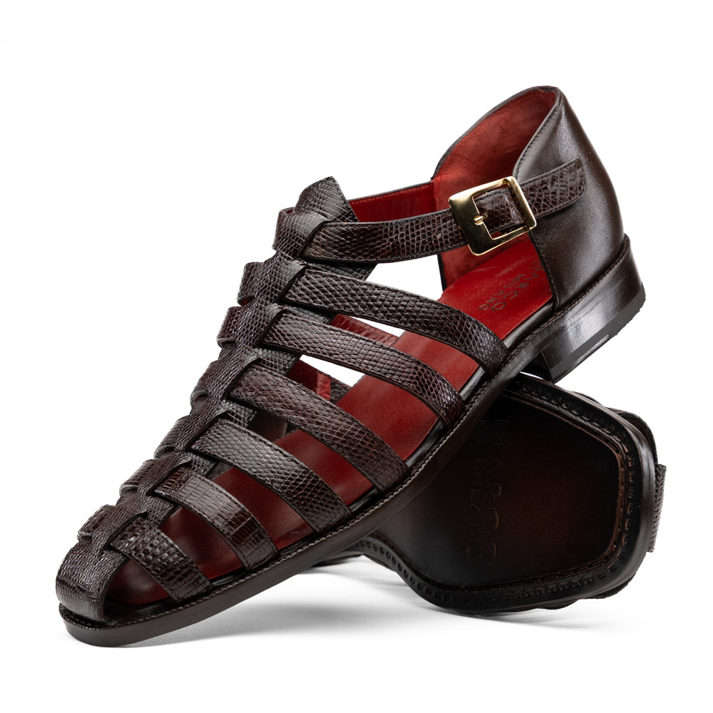 Marco Di Milano Albero Lizard & Goatskin Fisherman Sandal Brown