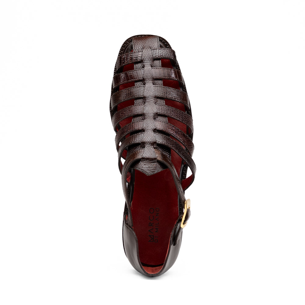 Marco Di Milano Albero Lizard & Goatskin Fisherman Sandal Brown