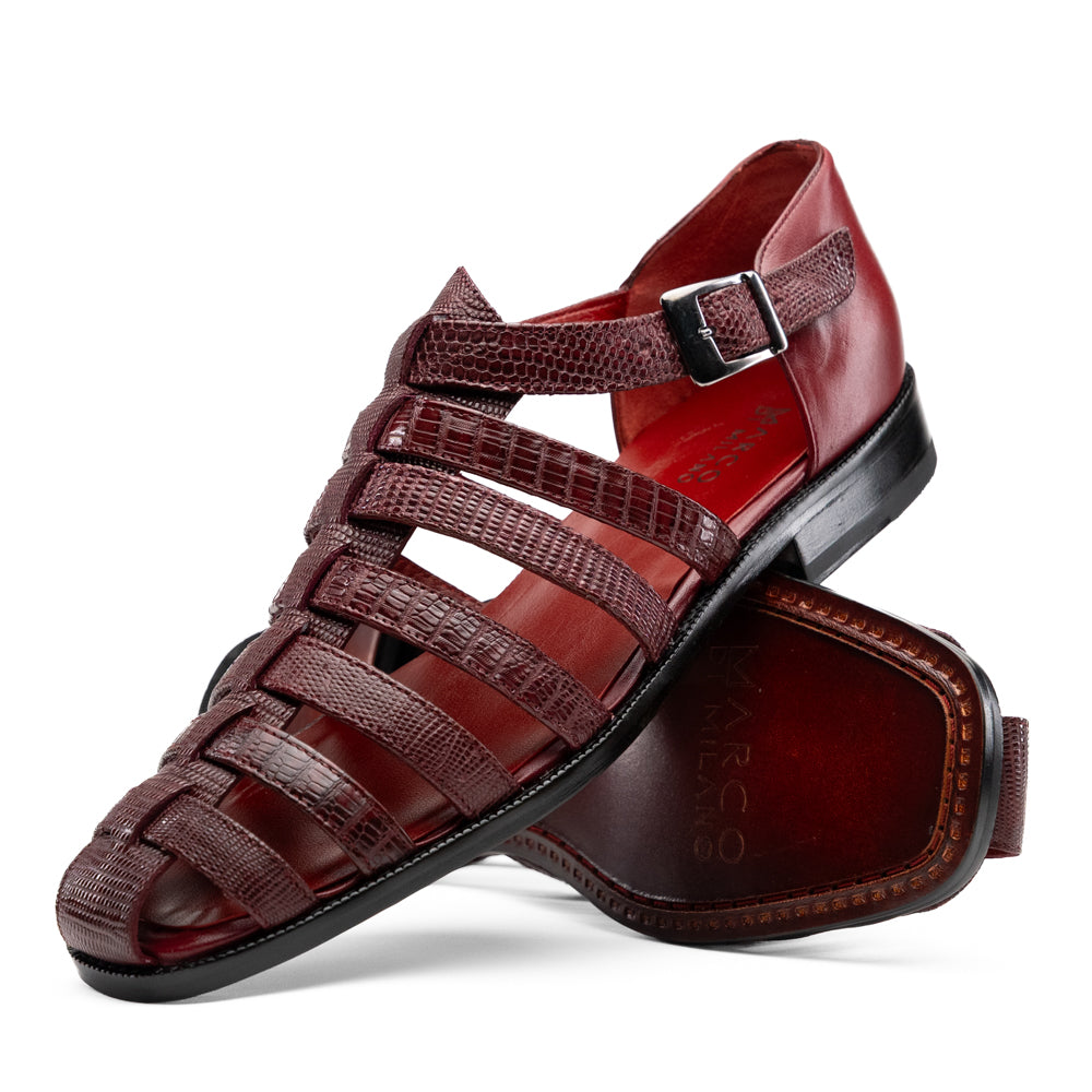 Marco Di Milano Albero Lizard & Goatskin Fisherman Sandal Wine
