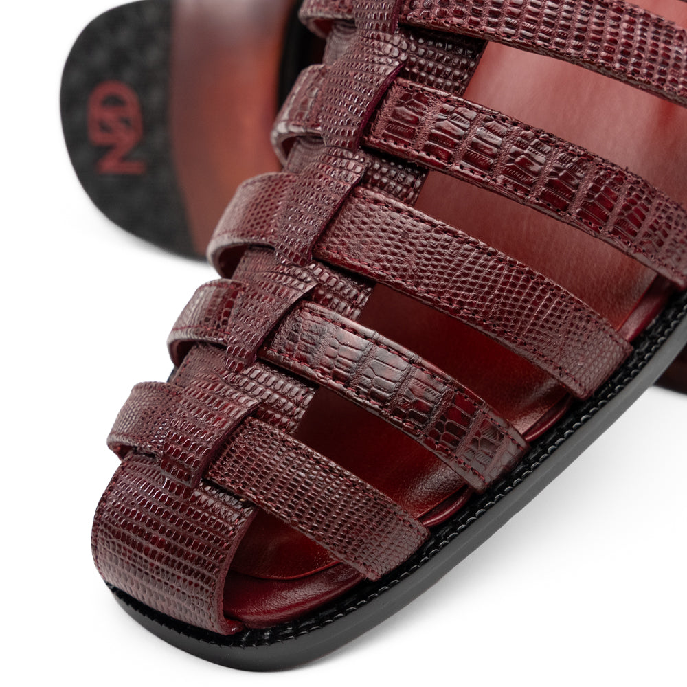 Marco Di Milano Albero Lizard & Goatskin Fisherman Sandal Wine