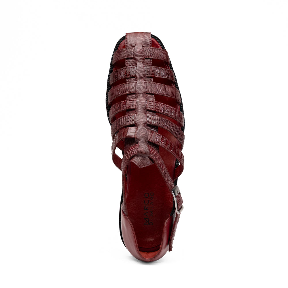 Marco Di Milano Albero Lizard & Goatskin Fisherman Sandal Wine