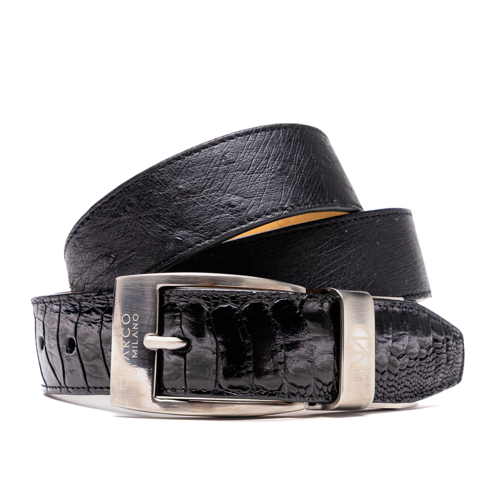 Marco Di Milano Alessio Ostrich Belt Black