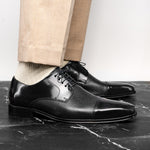 Belvedere Studio Alexander Deerskin & Nappa Derby Black