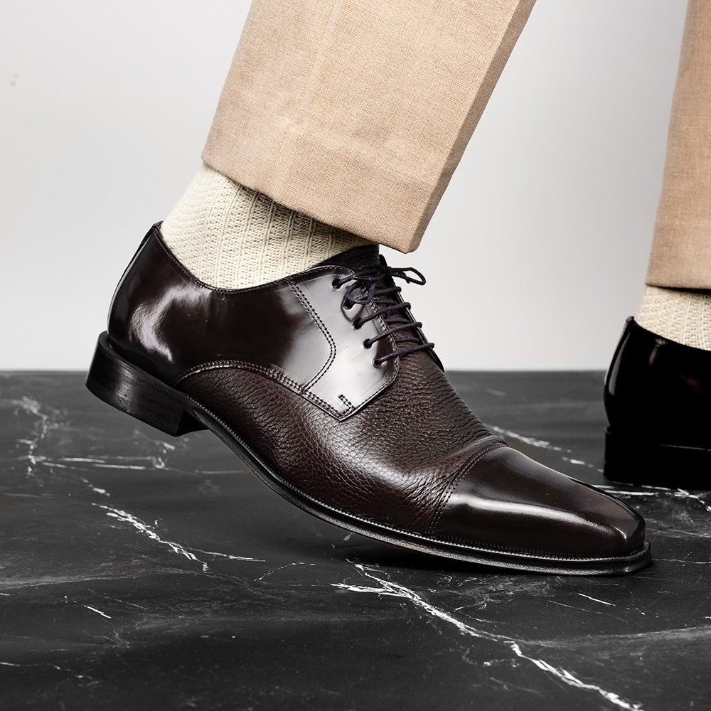Belvedere Studio Alexander Deerskin & Nappa Derby Brown